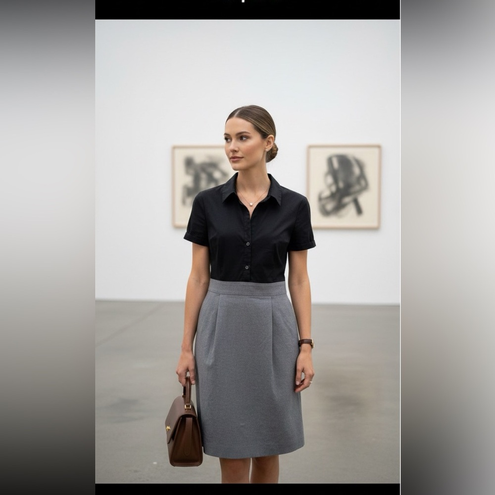 Theory size 10 shirt dress sheath Officecore boardroom Elle Woods office siren